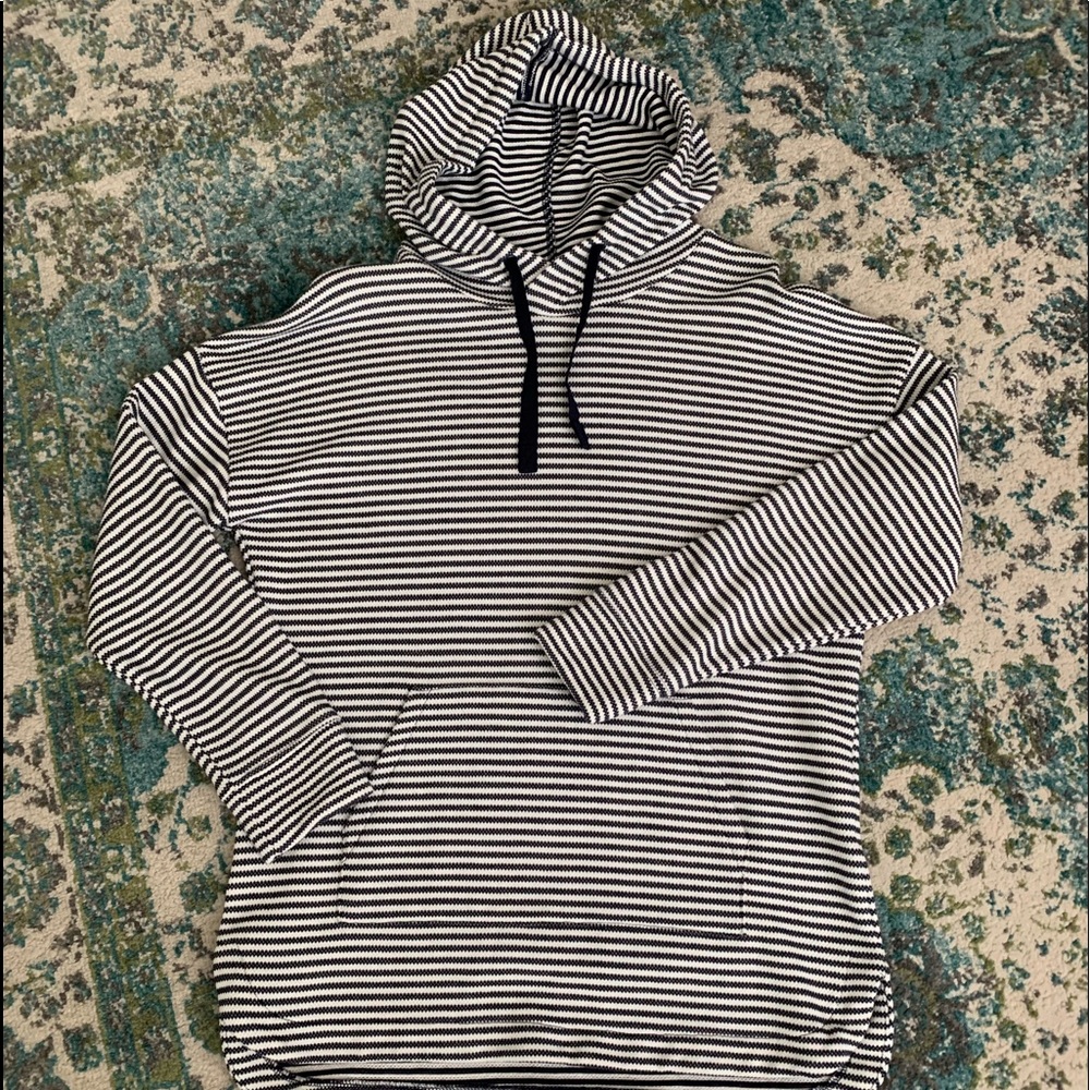 Navy blue and white stripe hoodie